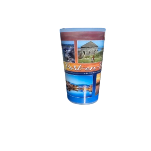 Gobelet Souvenir Port-en-Bessin – Coucher de soleil & tour Vauban