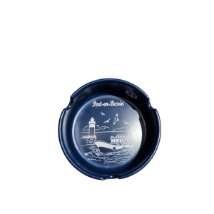 Cendrier Port-en-Bessin – Design marin sur fond bleu